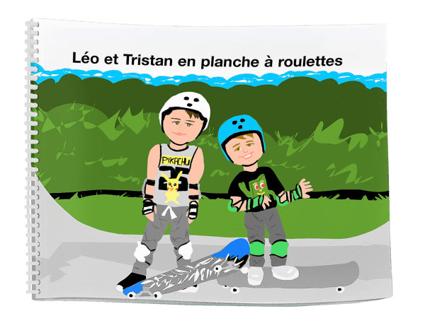 Léo et Tristan en planche à roulettes
